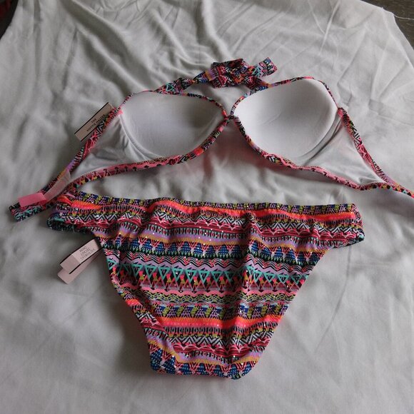 Victoria's Secret Bikini colorful print, top size 36C with push up bottom size L - Picture 12 of 14